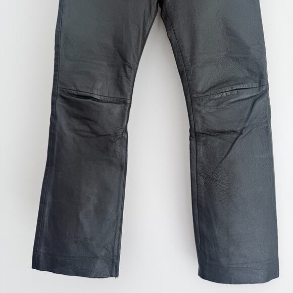 Vintage Diesel Leather Pants Womens 26 Black Y2K Flare Bootcut Low Rise Biker - Picture 8 of 16